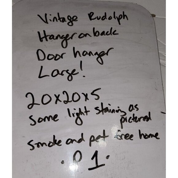 Large Handmade Red & White Polka Dot Reindeer Pillow Christmas Decor Mid Century - Picture 15 of 15